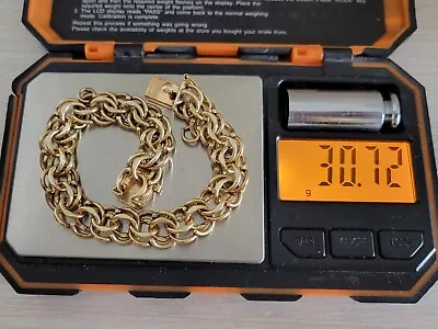14k Gold American Double Link Charm Bracelet Scrap Wear 30.7 Grams Vintage  • $1076