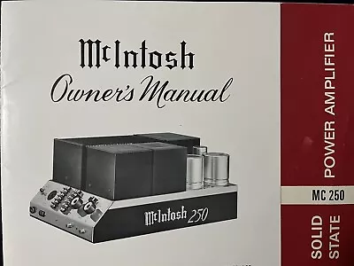 Mcintosh Mc250 Power Amplifier Owners Manual Original Jo1281 • $37.95