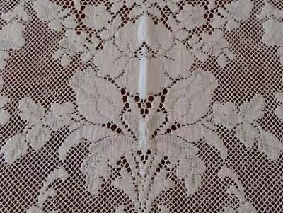 #4200 Vintage Quaker Lace Banquet Tablecloth Floral Swags Swirls Cotton Picots 9 • $59.99