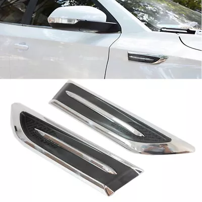 2x Universal Chrome Car Air Flow Fender Side Vent Decoration Sticker Accessories • $15.28