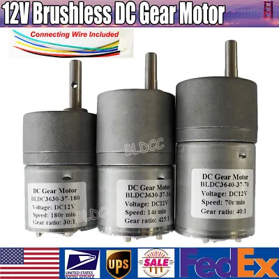 Brushless DC Gear Motor DC 12V BLDC Gear Motor PWM CW/CCW Dual Channel Pulse • $19.99