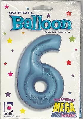 Betallic Metallic Blue Number  6   Megaloons 40 Inch  Foil Balloon ~  Ranjacuj • $6