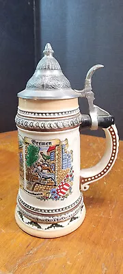 Mini Qualitat WS German Beer Lidded Stein 6.25in Germany Bremen Roland • $30