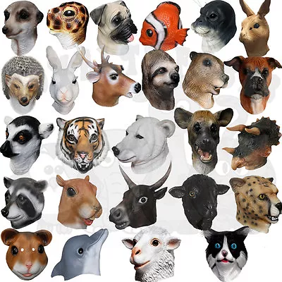 £24.99 • Buy Fancy Latex Animal Rat Dalmatian Pig Goat Farmyard Party Props Halloween Masks 