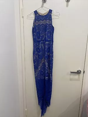 Elle Zeitoune Blue Lace Dress Size 8 • $100