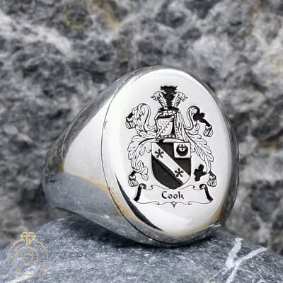 Men Family Crest Anniversary Ring Custom Made Wax Seal Signet Silver Father Band • £100.23