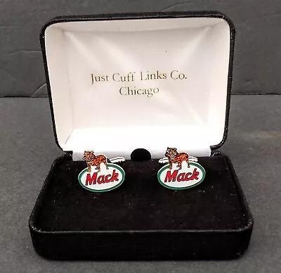 Vintage Mack Truck Bulldog Silver Tone Cufflinks Original Box • $34.99