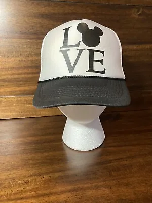 Nissun Foam Trucker Hat Cap LOVE Mickey Mouse Ears Hot Stamp Logo Mesh Snapback • $15
