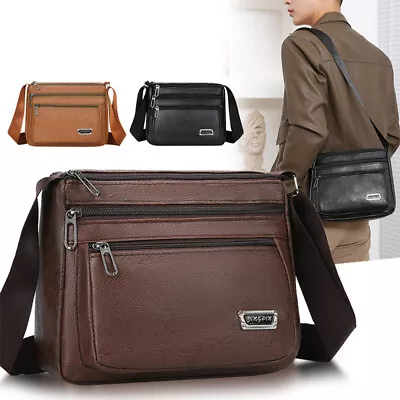 Men's Messenger Bag Cross Body Shoulder Bags PU Leather Travel Business Office • $18.49