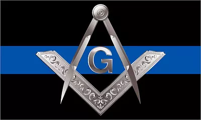 Thin Blue Line Decal Masonic Square & Compass Decal - Various Sizes • $25.99