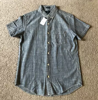NWT J. Crew Men's Short Sleeve Button Up Chambray Shirt - Size Small Slim Fit • $22