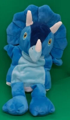 Puppet LITTLE TOWN 8  TRICERATOPS DINOSAUR HAND GLOVE PUPPET PLUSH SOFT TOY ALDI • £2.99
