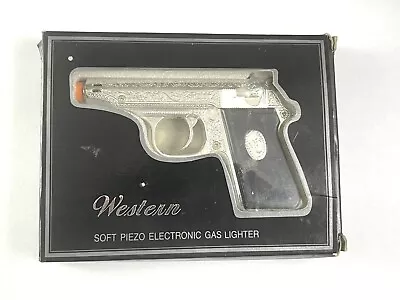 Vintage Western Soft Piezo Pistol Gun Electronic Gas Lighter NEW In Box • $29.99