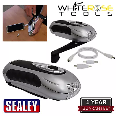 Sealey Rechargeable Torch 3 LED Wind-Up Bright Light Micro USB Emergency • £12.50