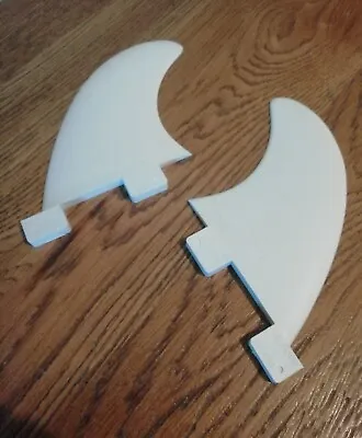 Surfboard Longboard Side Bites Fins. GL FCS Twin Fin (2 Fins) White. Rear Quads • £9.99