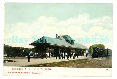 Ellenville NY - O&W RAILROAD STATION & TRAIN - Postcard • $10