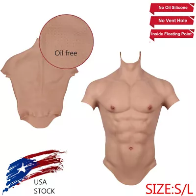 Oil Free Silicone Muscle Men's Bodysuit Fake Chest Breastplate For Crossdress • $142.22