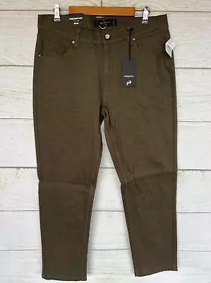 Prescription Jeans Mens Size 36X32 Dark Olive Green Skinny Stretch New  • $22.45