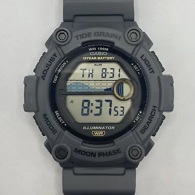 Casio Illuminator Moon Phase Tide Graph Watch WS-1300H Gray WR 100m Chronograph • $29.99