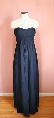 JCrew Taryn Long Dress In Silk Chiffon 6 Newport Navy Bridesmaid Gown • $119.95