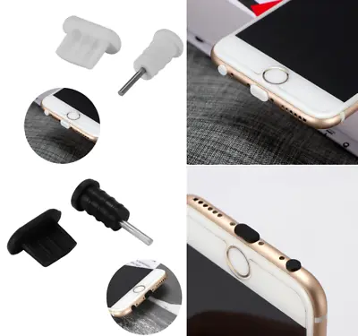 3x Anti-Dust Charging Port + 3x Aux-In 3.5mm Plug Stopper For IPhone 5s 6 6s SE • £4.79