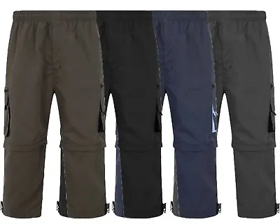 Mens 3/4 Shorts 2 In 1 Cargo Combat Zip Off Summer Jogging Casual Trousers M L X • £9.99