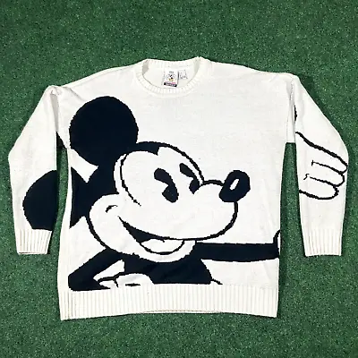 Disney Forever 21 Collection Mickey Mouse Sweater Adult Large White Black Womens • $24.88