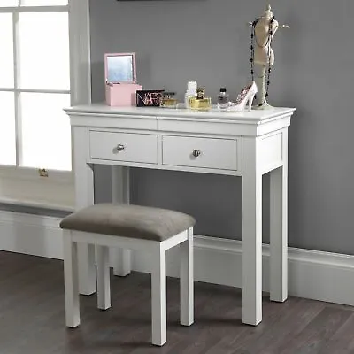 Jolie Oak White Painted Bedroom Furniture Dressing Table With Drawers And Stool  • £325