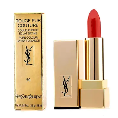 Yves Saint Lauren Rouge Pur Couture 50 Rouge Neon Lipstick 3.8g Full Size BNIB • £22.50