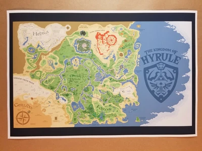 $24.65 • Buy Zelda Breath Of The Wild Map Poster 24  X 36   Print Nintendo Video Game Dorm