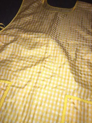 Authentic Vintage MCM 50’s 60s  Full Cover Smock Bib Apron Yellow Gingham • $13.59