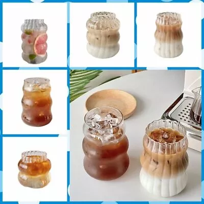 Vertical Grain Mugs Wave Shape Glass Stripes Cup Stylish   Juice • $16.64