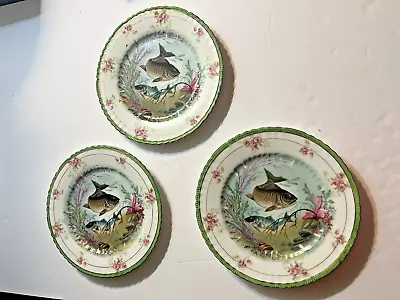 3-Antique Victoria Austrian Fish Plates #329 • $18.50