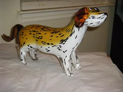 LARGE 18 1/2  Italy Murano Glass Dachshund Glass Dog • $280.99