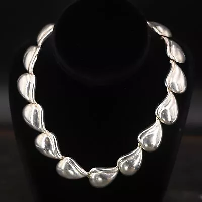 VTG Sterling Silver - MEXICO TAXCO Teardrop Link 17  Heavy Necklace - 76.5g • $25.55