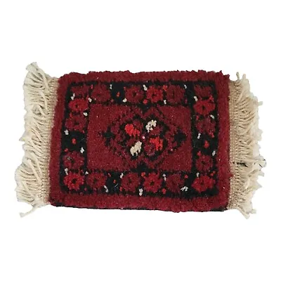 Persian Dollhouse Miniature Rectangle Rug Fringe Trim Geometric 4  X 5.5  • $12.99