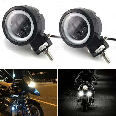 2x Blue Halo Angel Eye LED Spot Light Motorcycle Headlight Driving Fog Lamp • $19.94