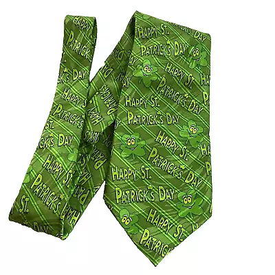 Keith Daniels St Patrick's Day Clover Irish Shamrock Novelty Green Silk Neck Tie • $4.55