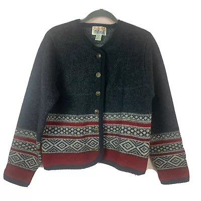 Vintage Tally-Ho 100% Wool Sweater Women’s Medium Metal Button Cardigan • $24.95