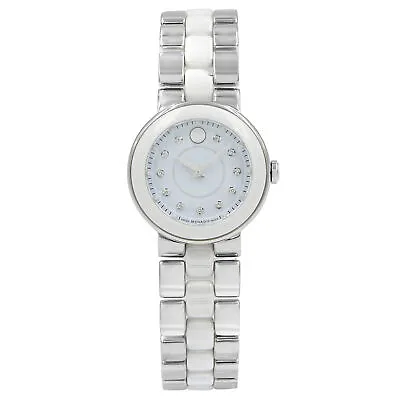 Movado Cerena White Dial Diamond Steel Ceramic Ladies Quartz Watch 0606930  • $749
