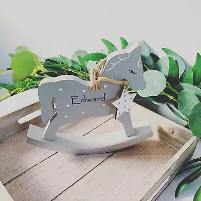 Personalised Rocking Horse Baby Child Gift New Born Christening Present • £16.50