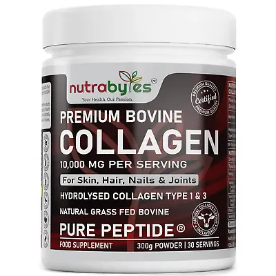 Hydrolysed Collagen Supplement Powder 10000mg - Pure Peptides Powder (30 Days) • £17.84