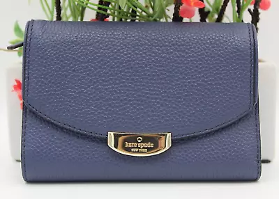 Kate Spade Callie Mulberry Street Diverblue Pebble Leather TriFold Wallet • $79.50