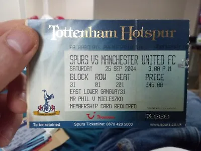 Spurs V Manchester United 2004 Home Ticket • £3