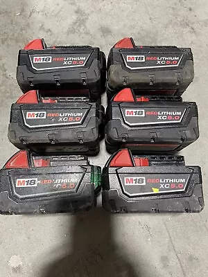 Milwaukee 48-11-1850 M18 18V 5.0 Ah Li-Ion XC Battery - For Parts (Lot Of 6) • $109.99