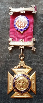 £592 • Buy HM 9ct Gold & Enamel RAOB Buffaloes Medal Jewel. Gunners Lodge India, 1936. 19gm