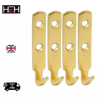 Brass J Plate Picture Hooks Quality Heavy Duty Frame Photo Mirror Hanger Hanging • £4.59