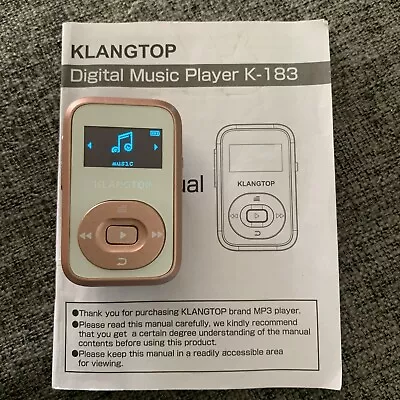 Klangtop MP3 Player K-183 8GB  Rose Gold Pink Digital Music Player Bluetoooth • $34.99