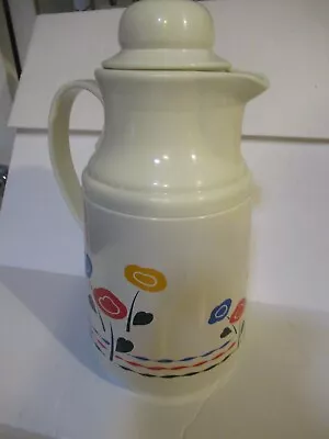 Vintage Phoenix Insulated Coffee Tea Pitcher Carafe W Colorful Flowers 1980's • $13.17