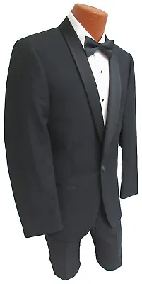 Men's Black Tuxedo Jacket One Button With Satin Shawl Lapels Wedding Prom Mason  • $44.99